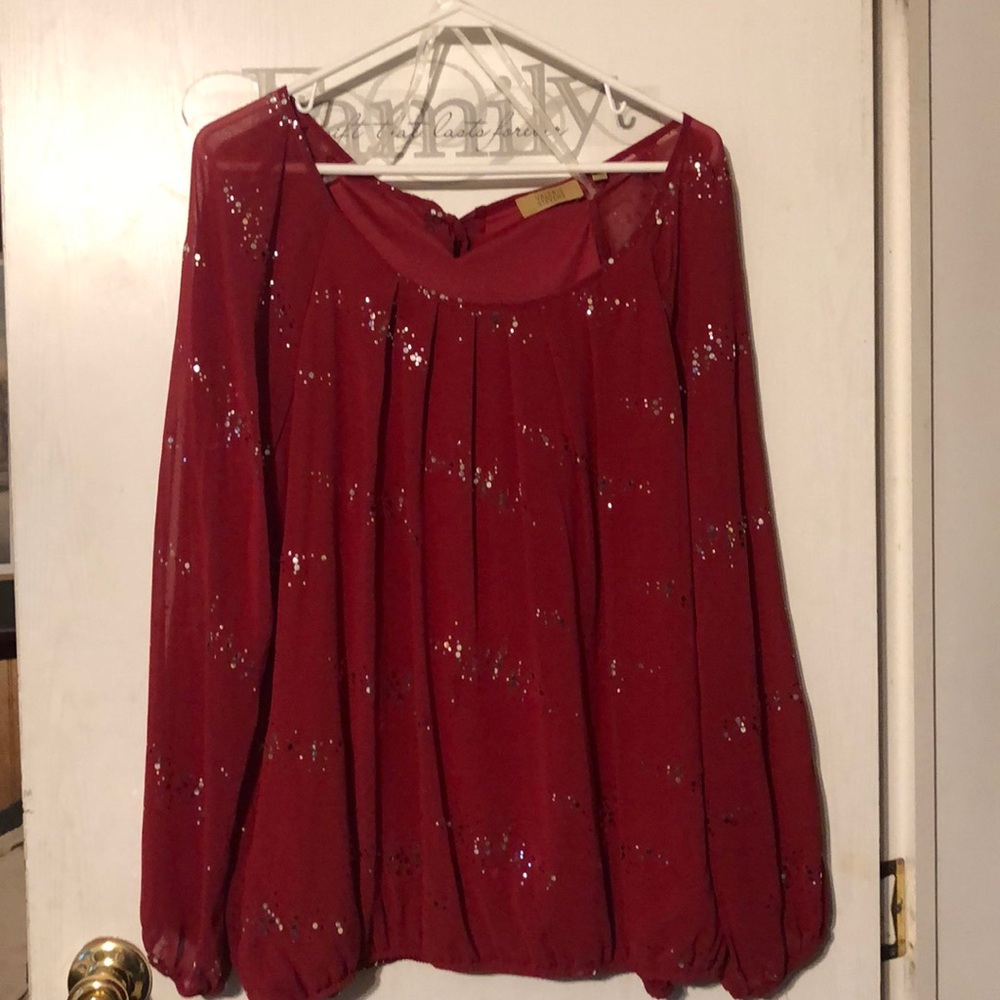 Red with silver sequins blouse